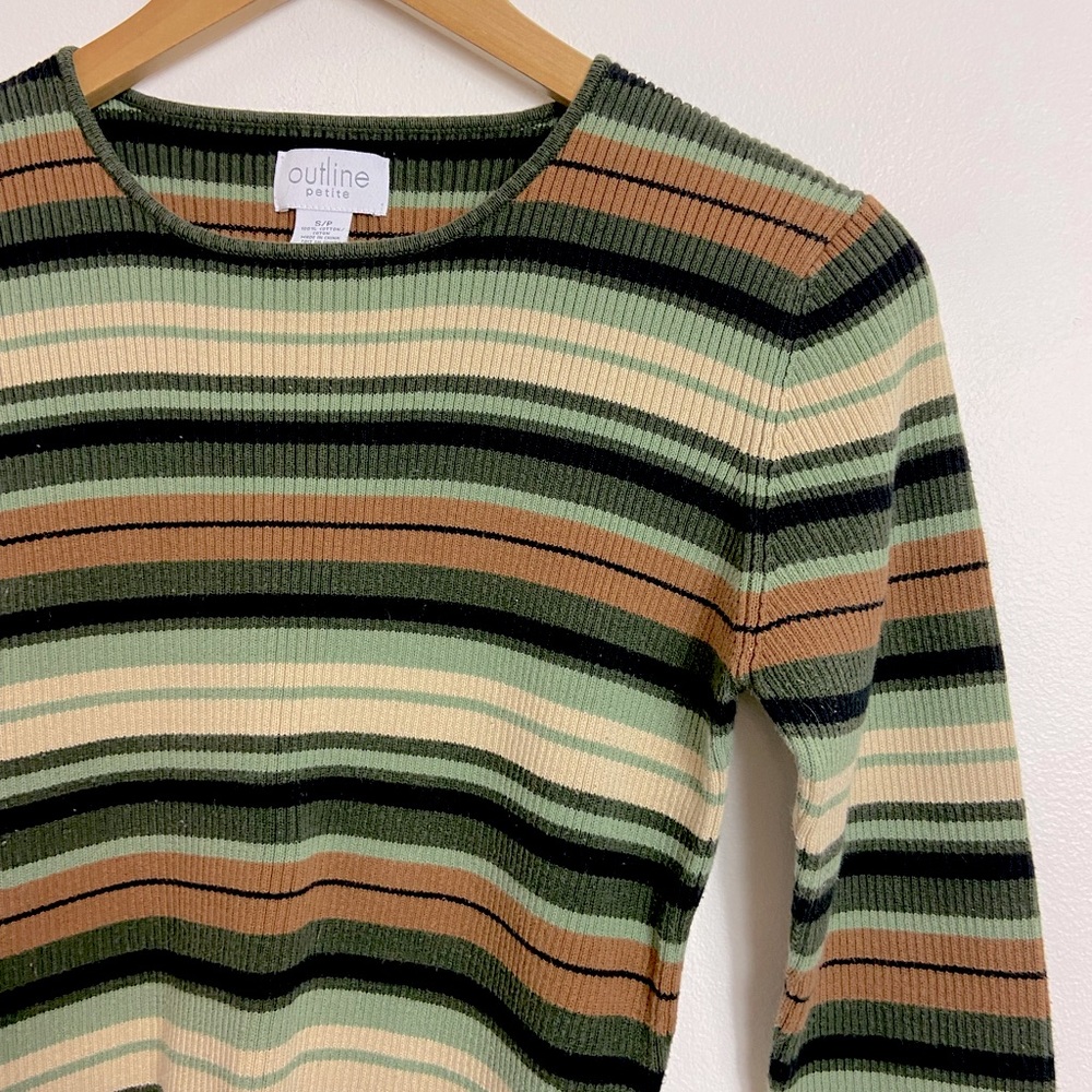 Outline Petite Striped Long Sleeve Shirt